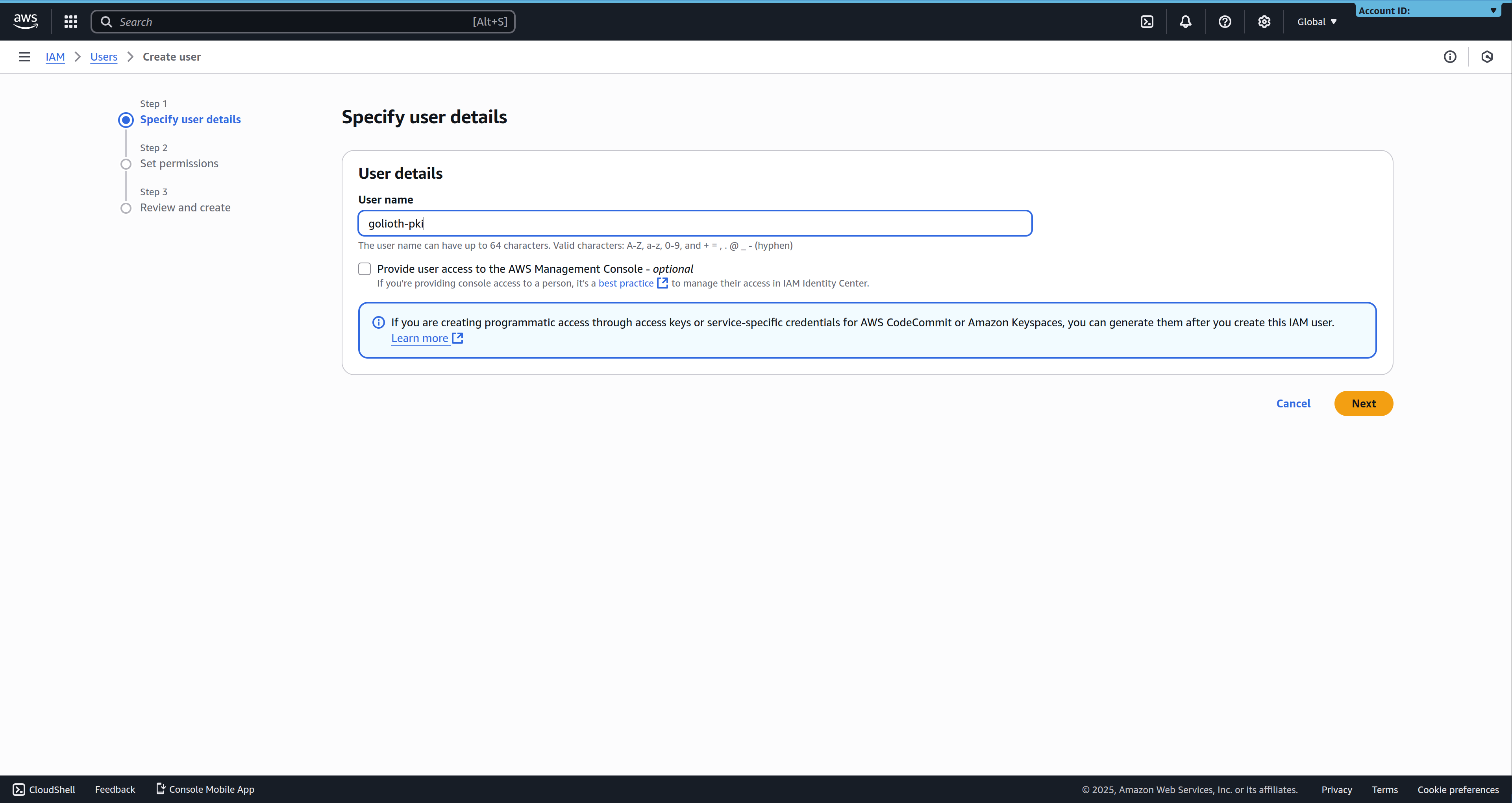 Create a user